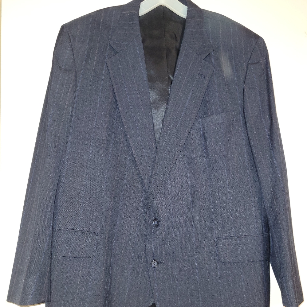 Men's Towncraft custom fit suit, blue with pin stripes